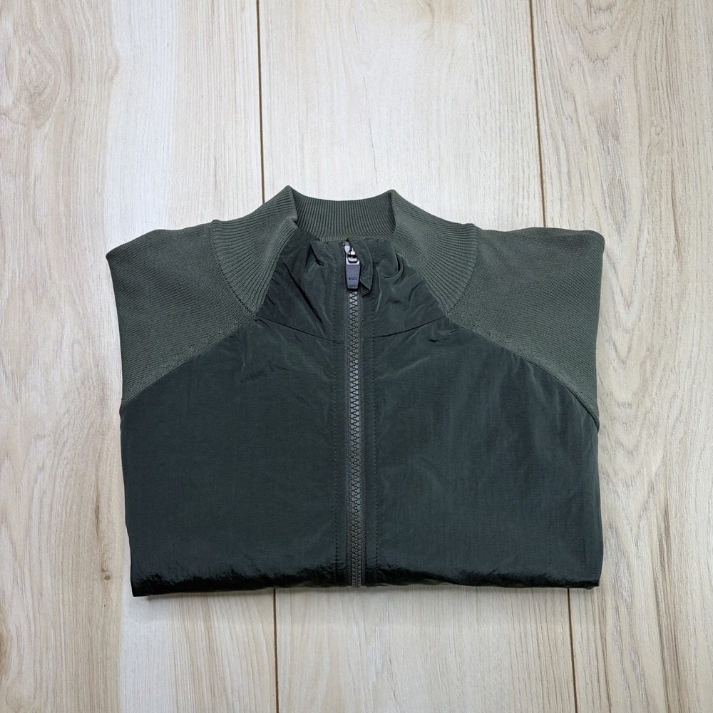 BRADY Men's Full Zip Golf Jacket Knit Hybrid Green Size Large Stretch
